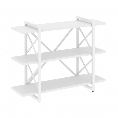 Loft Стеллаж на регулируемых опорах-3 полки VR.L-MST.O-3.8V Белый бриллиант/Белый металл 1200*400*910