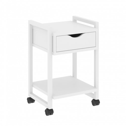 Loft Тумба на колесных опорах с ящиком и полкой VR.L-T1.K Белый бриллиант/Белый металл 500*460*767