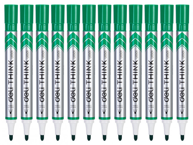 Маркер для досок Deli EU00150 Think круглый пиш. наконечник 2мм зеленый