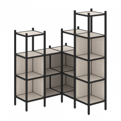 Loft Угловой внутренний стеллаж наборный VR.L-39 Денвер светлый/Чёрный металл 1278*1278*1869