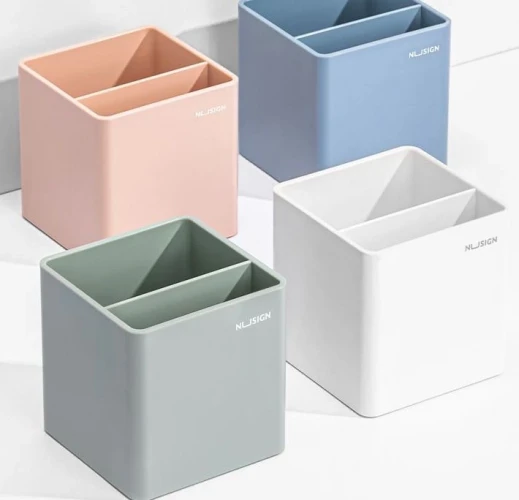 Подставка Deli NS011green Nusign 2отд. для письменных принадлежностей 84х84х86мм зеленый пластик