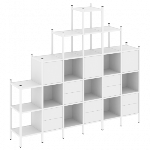 Loft Прямой стеллаж наборный VR.L-24 Белый бриллиант/Белый металл 2526*446*2280