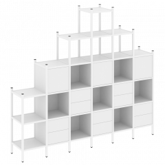 Loft Прямой стеллаж наборный VR.L-24 Белый бриллиант/Белый металл 2526*446*2280