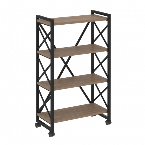 Loft Стеллаж на колесных опорах-4 полки VR.L-MST.K-4.8 Дуб аризона/Чёрный металл 800*400*1334