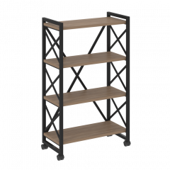 Loft Стеллаж на колесных опорах-4 полки VR.L-MST.K-4.8 Дуб аризона/Чёрный металл 800*400*1334
