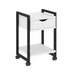 Loft Тумба на колесных опорах с ящиком и полкой VR.L-T1.K Белый бриллиант/Чёрный металл 500*460*767