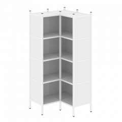 Loft Угловой внутренний стеллаж наборный VR.L-31 Белый бриллиант/Белый металл 862*862*1869