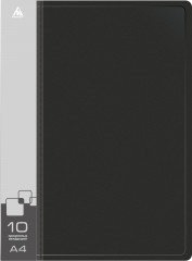 Папка с 10 прозр.вклад. Бюрократ -BPV10BLACK A4 пластик 0.6мм торц.карм с бум. встав черный
