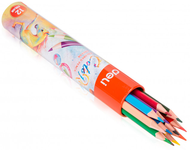 Карандаши цв. Deli EC00308 ColoRun трехгран. тополь 12цв. мет.туб. (12шт)