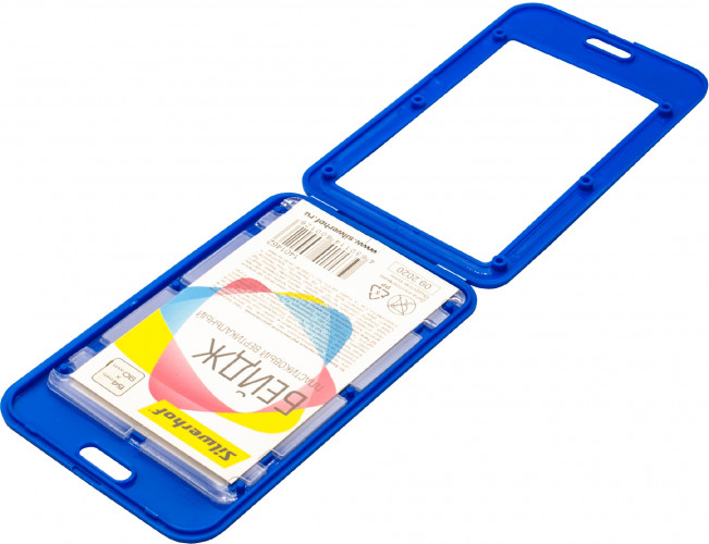 Бейдж Silwerhof 1401462 54х90мм вертикальный без крепления полипропилен синий