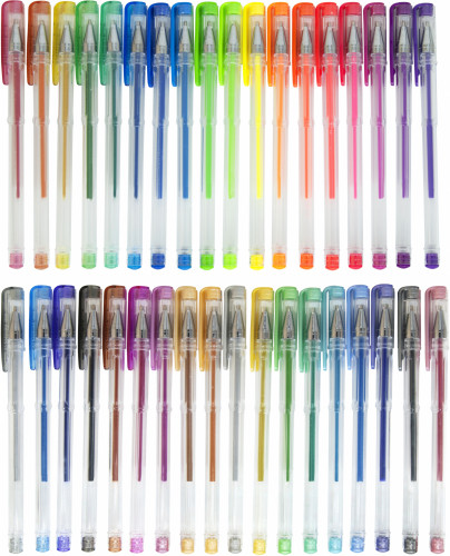 Набор ручек гелев. Silwerhof Монстрики Mix d=1мм блистер (36шт) 36цв. блестки/металлик/неон