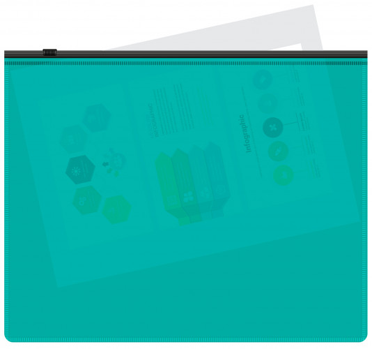 Папка на молнии ZIP Бюрократ -BPM5ATURGBL A5 полипропилен 0.15мм бирюзовый цвет молнии черный