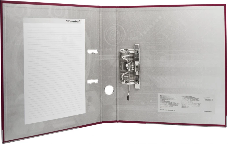 Папка-регистратор Silwerhof A4 50мм ПВХ/бумага бордовый мет.окант. сборная (упак.:2шт)