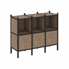 Loft Прямой стеллаж наборный VR.L-07 Дуб аризона/Чёрный металл 1278*446*1047