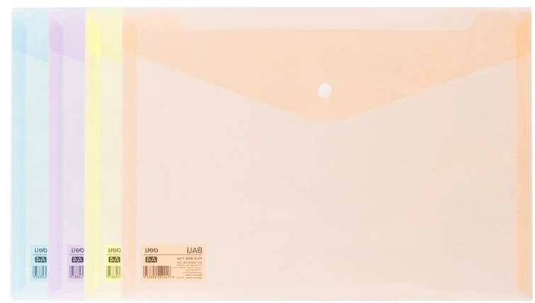 Конверт на кнопке Deli EF766 A4 гориз. расшир. полипропилен 0.16мм ассорти