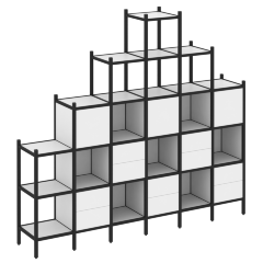 Loft Прямой стеллаж наборный VR.L-24 Белый бриллиант/Чёрный металл 2526*446*2280