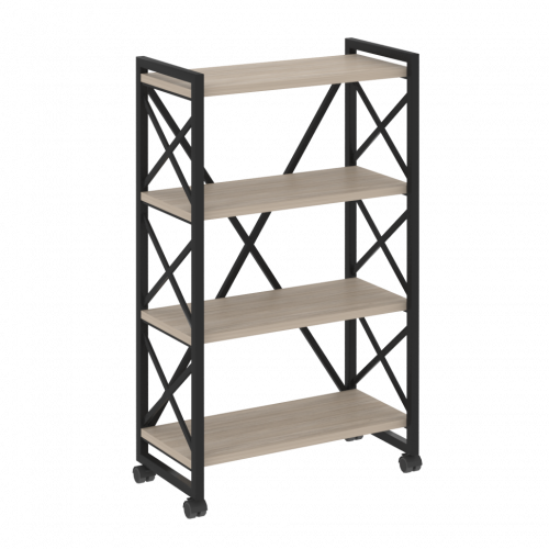 Loft Стеллаж на колесных опорах-4 полки VR.L-MST.K-4.8 Дуб аттик/Чёрный металл 800*400*1334