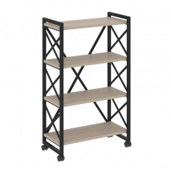 Loft Стеллаж на колесных опорах-4 полки VR.L-MST.K-4.8 Дуб аттик/Чёрный металл 800*400*1334