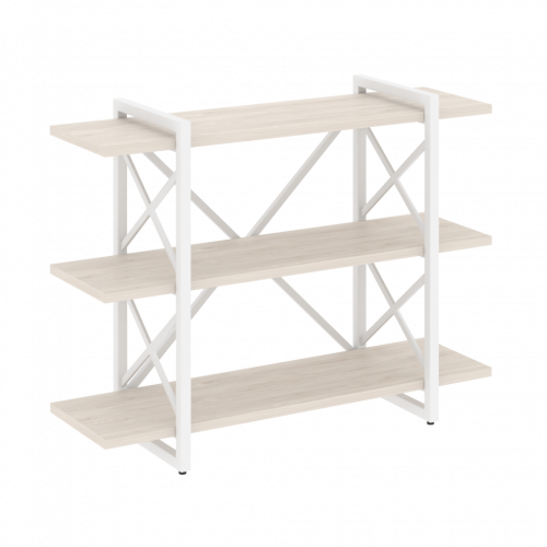 Loft Стеллаж на регулируемых опорах-3 полки VR.L-MST.O-3.8V Денвер светлый/Белый металл 1200*400*910