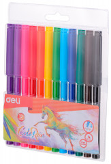 Фломастеры Deli EC10003 ColoRun Вентилируемый 12цв. пакет с европодвесом