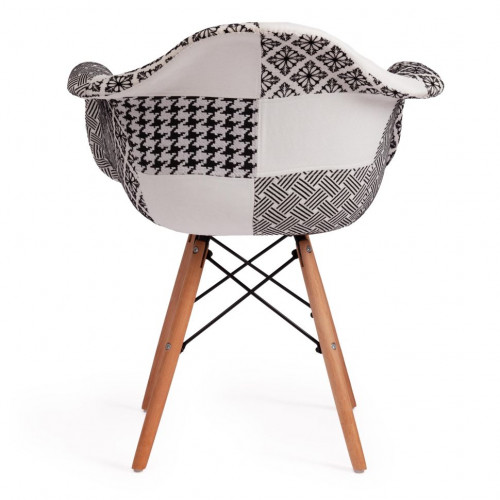 Кресло CINDY SOFT (EAMES) (mod. 101) / 1 шт. в упаковке, дерево береза/металл/мягкое сиденье/ткань, 61 х 60 х 80 см , black/white (черный/белый)