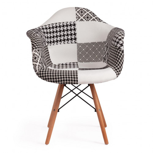 Кресло CINDY SOFT (EAMES) (mod. 101) / 1 шт. в упаковке, дерево береза/металл/мягкое сиденье/ткань, 61 х 60 х 80 см , black/white (черный/белый)