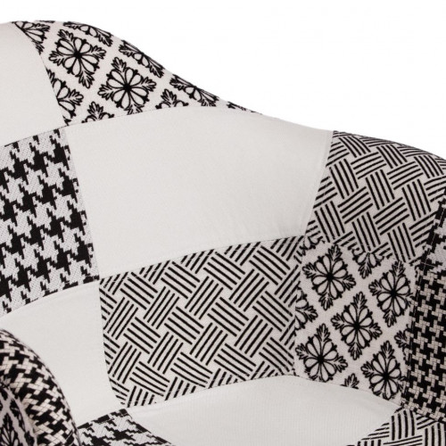 Кресло CINDY SOFT (EAMES) (mod. 101) / 1 шт. в упаковке, дерево береза/металл/мягкое сиденье/ткань, 61 х 60 х 80 см , black/white (черный/белый)