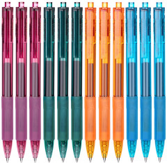 Набор ручек гелев. автоматическая Deli Nusign (NS561-P) ассорти черн. черн. кор.карт. (12шт) линия 0.5мм резин. манжета