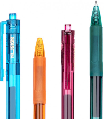 Набор ручек гелев. автоматическая Deli Nusign (NS561-P) ассорти черн. черн. кор.карт. (12шт) линия 0.5мм резин. манжета