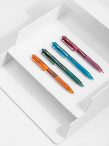 Набор ручек гелев. автоматическая Deli Nusign (NS561-P) ассорти черн. черн. кор.карт. (12шт) линия 0.5мм резин. манжета