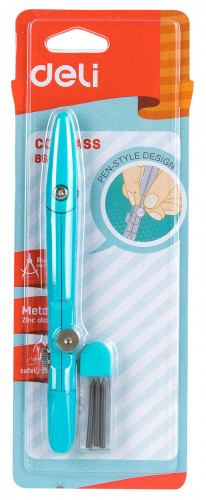 Циркуль Deli E8607 корпус ассорти металл в компл.:набор грифелей