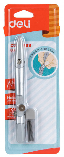 Циркуль Deli E8607 корпус ассорти металл в компл.:набор грифелей
