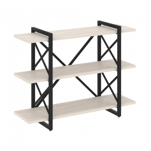 Loft Стеллаж на регулируемых опорах-3 полки VR.L-MST.O-3.8V Денвер светлый/Чёрный металл 1200*400*910