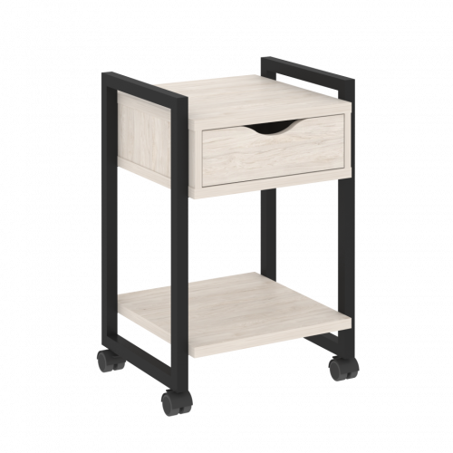 Loft Тумба на колесных опорах с ящиком и полкой VR.L-T1.K Денвер светлый/Чёрный металл 500*460*767