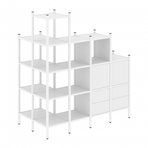 Loft Угловой внешний стеллаж наборный VR.L-58 Белый бриллиант/Белый металл 862*1694*1869