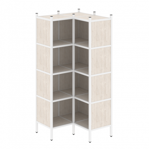 Loft Угловой внутренний стеллаж наборный VR.L-31 Денвер светлый/Белый металл 862*862*1869