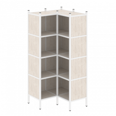 Loft Угловой внутренний стеллаж наборный VR.L-31 Денвер светлый/Белый металл 862*862*1869
