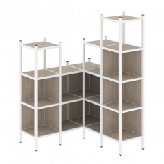 Loft Угловой внутренний стеллаж наборный VR.L-39 Дуб аттик/Белый металл 1278*1278*1869