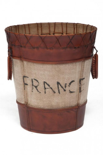 Корзина Secret De Maison BUCKET ( mod. M-1843 ) , металл/кожа буйвола/ткань, 46*46*50, коричневый, ткань: винтаж