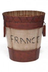 Корзина Secret De Maison BUCKET ( mod. M-1843 ) , металл/кожа буйвола/ткань, 46*46*50, коричневый, ткань: винтаж