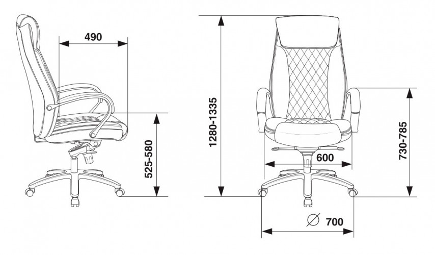 Кресло руководителя Бюрократ T-9924SL черный кожа крестов. металл хром