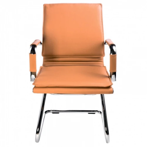 Кресло Бюрократ Ch-993-Low-V светло-коричневый эко.кожа низк.спин. полозья металл хром