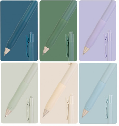 Набор ручек гелев. автоматическая Deli Nusign (NS576-BK-P) ассорти черн. черн. кор.карт. (12шт) линия 0.5мм резин. манжета