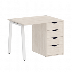 Home Office Стол письменный VR.SP-3-98.4.A Денвер светлый/Белый металл 980*720*750