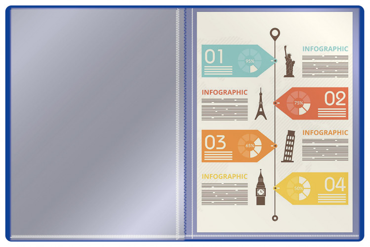 Папка с 30 прозр.вклад. Buro -ECB30BLUE A4 пластик 0.5мм синий