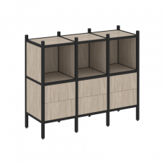 Loft Прямой стеллаж наборный VR.L-07 Дуб аттик/Чёрный металл 1278*446*1047