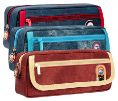 Пенал Deli 66977 ассорти 3отд. 215х85х50 ткань