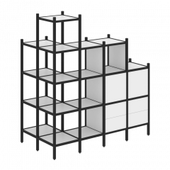 Loft Угловой внешний стеллаж наборный VR.L-58 Белый бриллиант/Чёрный металл 862*1694*1869