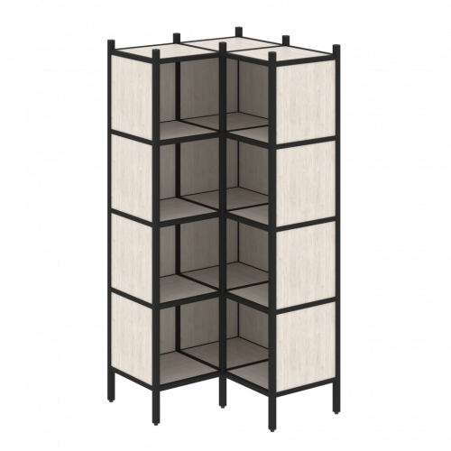 Loft Угловой внутренний стеллаж наборный VR.L-31 Денвер светлый/Чёрный металл 862*862*1869