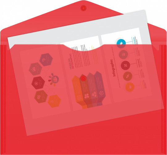 Конверт на кнопке Buro -PK120BU/RED A4 пластик 0.12мм красный